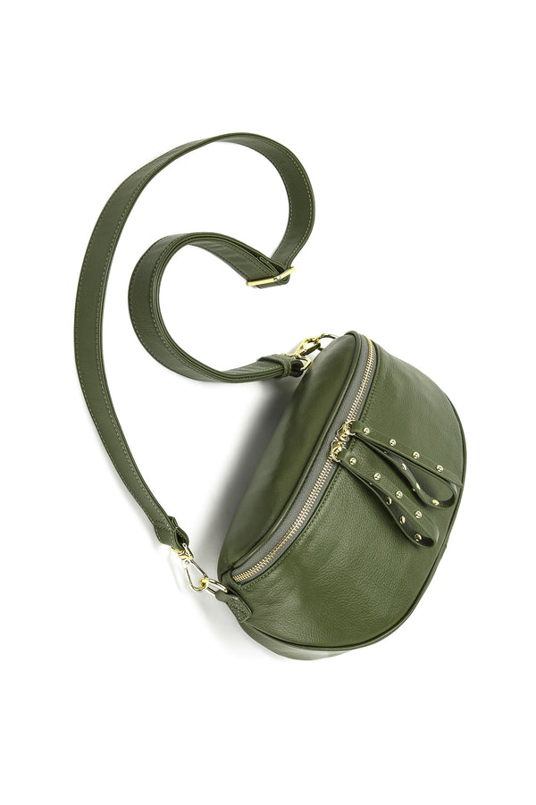 OBSESSED CROSSOVER BAG LEATHER STRAP in Army Green