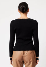 NOVA MERINO WOOL KNIT TOP in Black + Husk from Oncewas