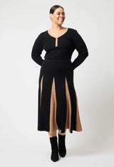 NOVA MERINO WOOL KNIT TOP in Black + Husk from Oncewas