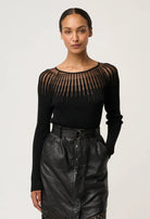 RHIANNON SHEER KNIT TOP in Black from Oncewas