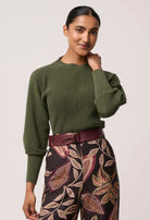 ROSELLE MERINO WOOL BLEND KNIT TOP in Winter Moss by OnceWas