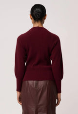 ROSELLE MERINO WOOL BLEND KNIT TOP in Bordeaux by OnceWas