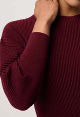 ROSELLE MERINO WOOL BLEND KNIT TOP in Bordeaux by OnceWas