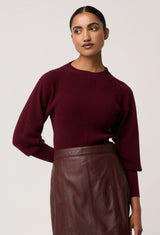 ROSELLE MERINO WOOL BLEND KNIT TOP in Bordeaux by OnceWas