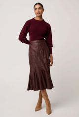ROSELLE MERINO WOOL BLEND KNIT TOP in Bordeaux by OnceWas