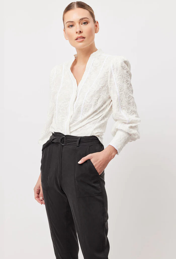 OnceWas | CRUISE EMBROIDERED COTTON SHIRT | Ivory