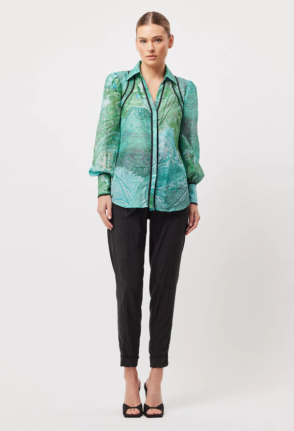 Once Was | ODYSSEY COTTON SILK SHIRT | Jade Exotic