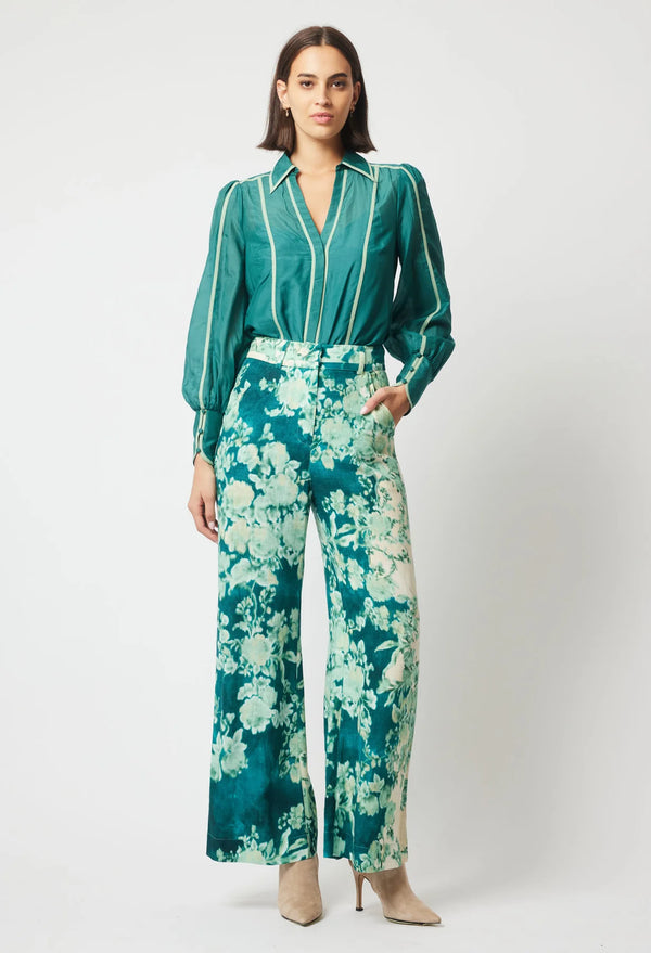 PISCES COTTON SILK SHIRT in Jade from Oncewas