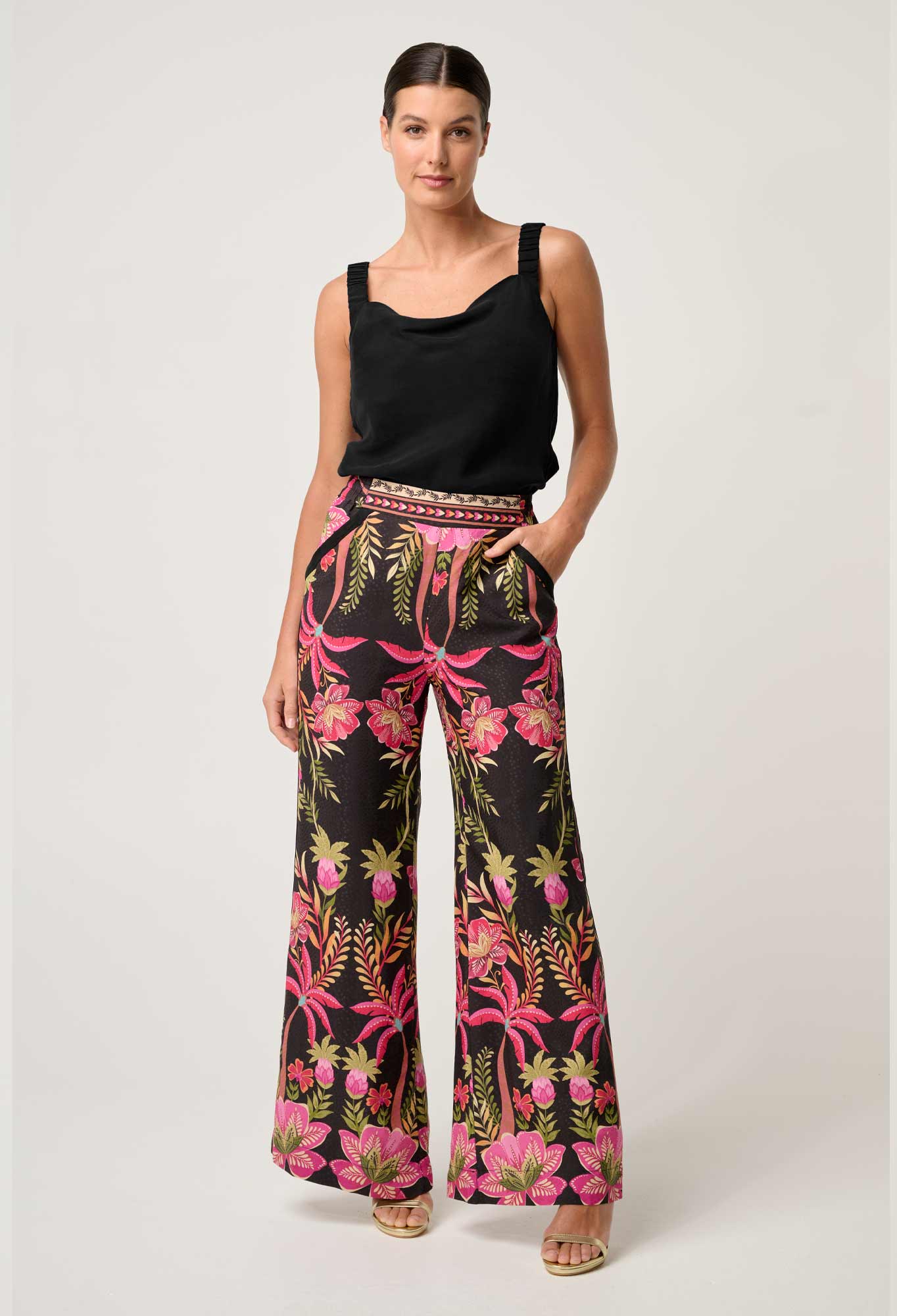 DELRAY REVERSIBLE CUPRO CAMI in Black from Oncewas