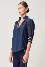 MUSTIQUE COTTON SILK BLOUSE in Ink from Oncewas