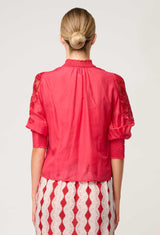 OLEANDER COTTON SILK BLOUSE | Ruby