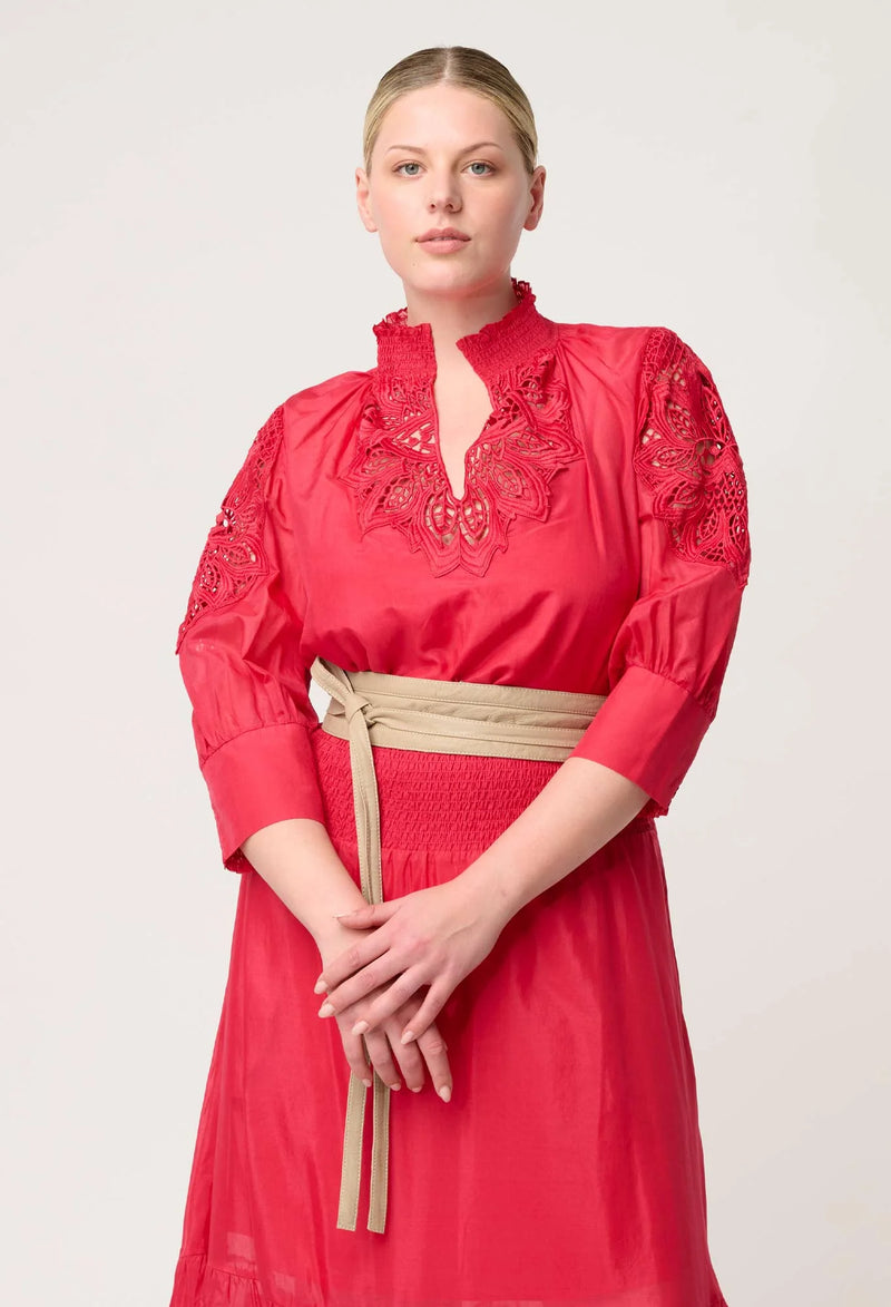 OLEANDER COTTON SILK BLOUSE | Ruby