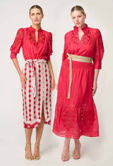 OLEANDER COTTON SILK BLOUSE | Ruby