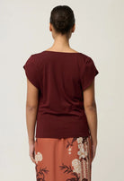 MARISOL COWL NECK CAP SLEEVE TOP in Rosewood from Oncewas