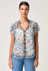 CALANDRA YORYU FLUTTER SLEEVE TOP in Petinos Floros from Oncewas