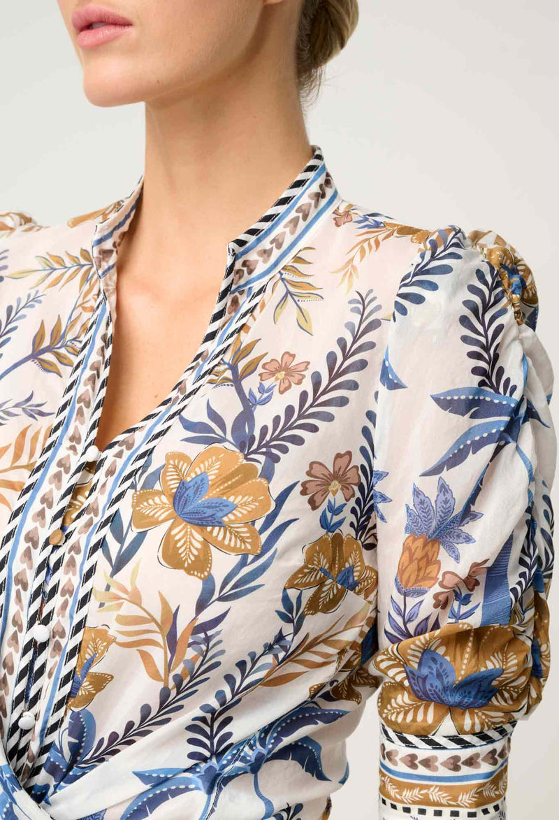 CALANTHA COTTON SILK SHIRT in Golden Medina from Oncewas
