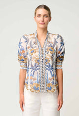 CALANTHA COTTON SILK SHIRT in Golden Medina from Oncewas