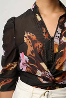 CALANTHACOTTON SILK SLEEVE SHIRT in Sunset Orchid from Oncewas