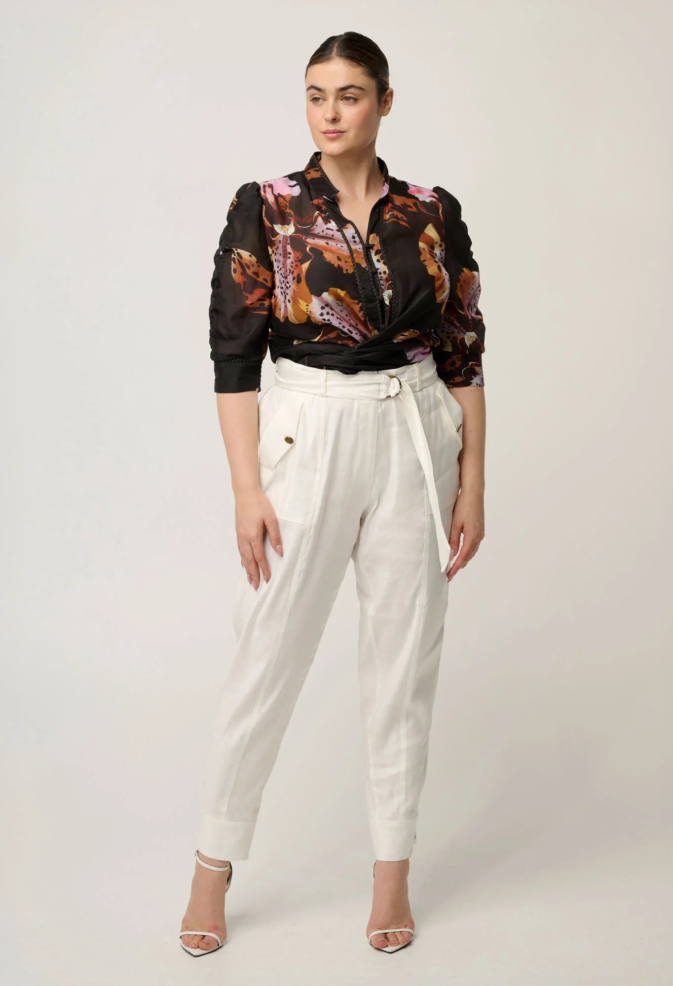 CALANTHACOTTON SILK SLEEVE SHIRT in Sunset Orchid from Oncewas