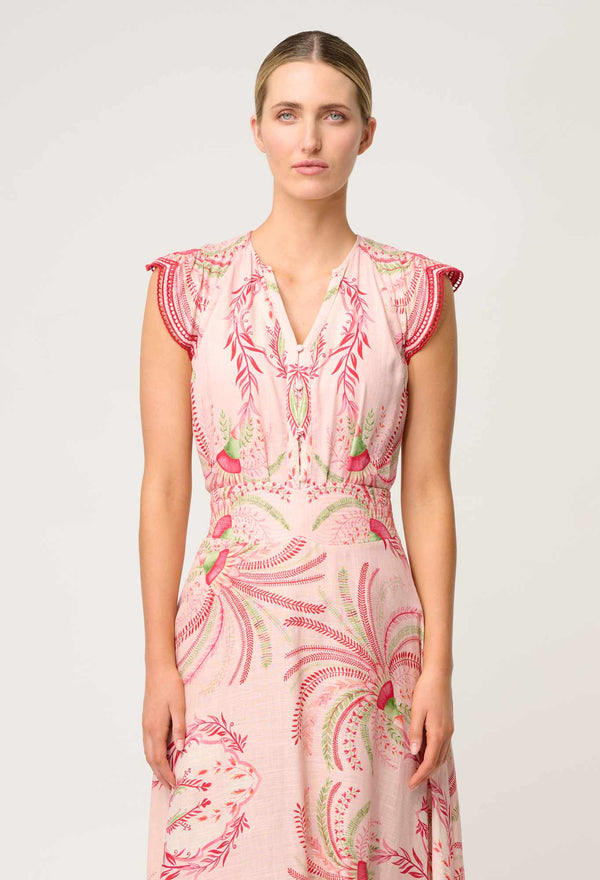 ASEEL LINEN VISCOSE EMBROIDERED TOP | Palmarosa