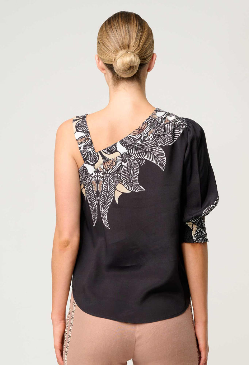 TAHANI ONE SLEEVE TOP | Onyx Casablanca