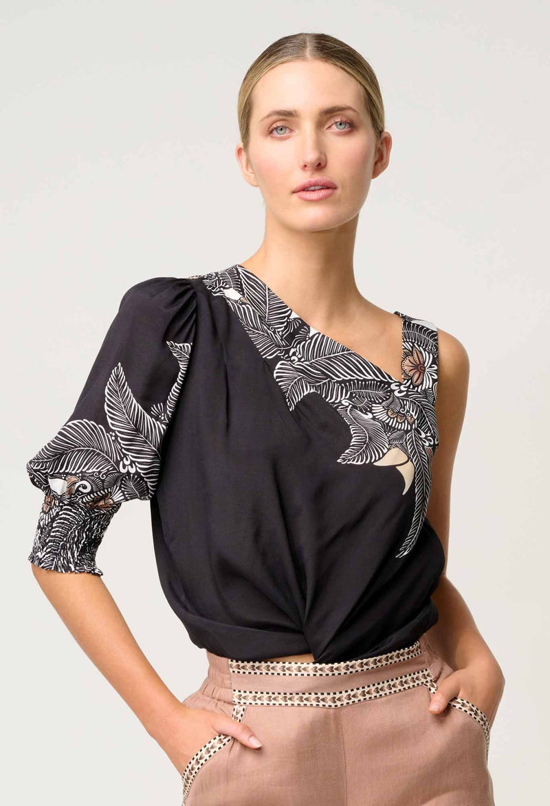 TAHANI ONE SLEEVE TOP | Onyx Casablanca