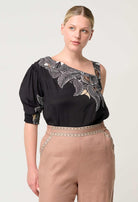 TAHANI ONE SLEEVE TOP | Onyx Casablanca - Darling & Domain