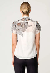 DALIA DIAMOND SMOCK YOKE COTTON SHIRT | Ivory Casablanca