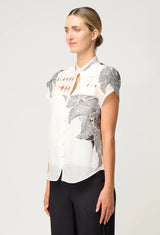 DALIA DIAMOND SMOCK YOKE COTTON SHIRT | Ivory Casablanca