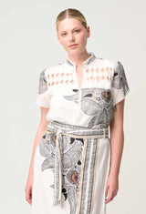 DALIA DIAMOND SMOCK YOKE COTTON SHIRT | Ivory Casablanca