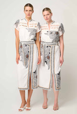 DALIA DIAMOND SMOCK YOKE COTTON SHIRT | Ivory Casablanca