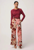 SERENE GOLD DETAIL STRETCH TOP in Ruby from OnceWas