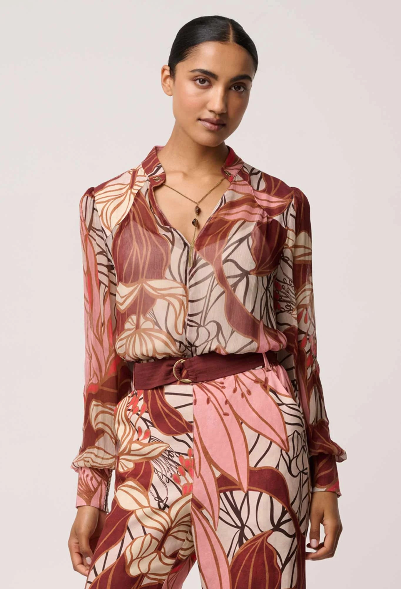 FREYA SHEER VISCOSE BLOUSE in Cathedral Botanic from OnceWas