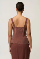 JULIEN CUPRO BLEND LACE TRIM CAMI in Rosewood from Oncewas