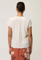 KASIA CUPRO CROSSOVER PETAL SLEEVE BLOUSE in White from Oncewas