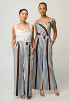 PETITE WILLOW LINEN VISCOSE PANT in Iridescent Stripe from Oncewas