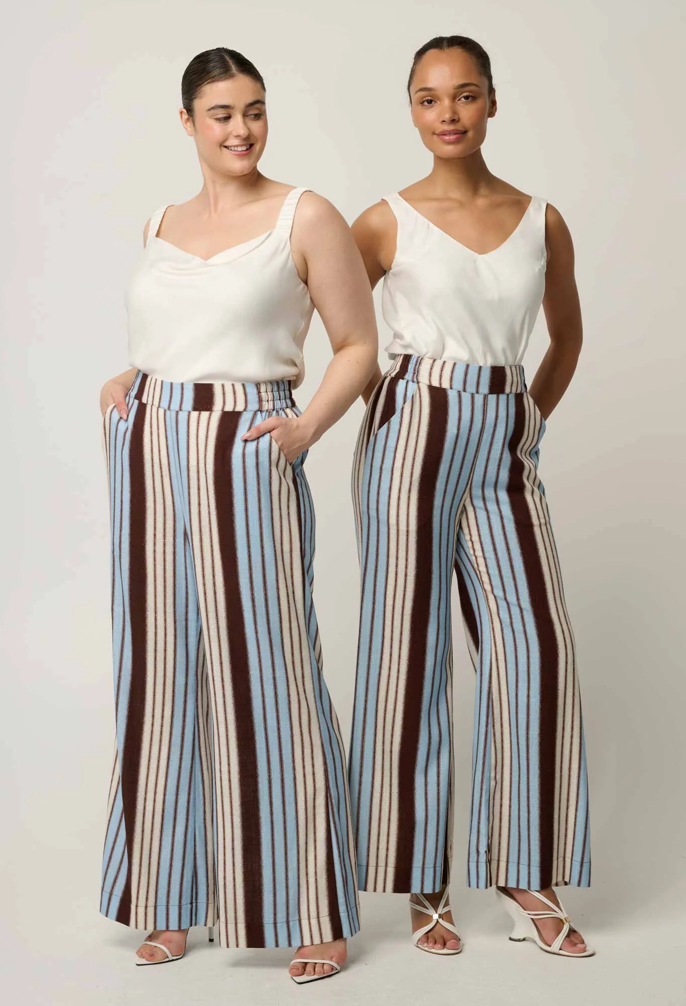 WILLOW LINEN VISCOSE PANT in Iridescent Stripe from Oncewas