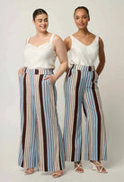 WILLOW LINEN VISCOSE PANT in Iridescent Stripe from Oncewas