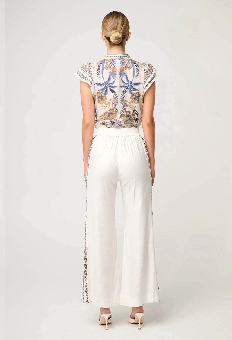 ZARA LINEN VISCOSE PANT in Ivory from Oncewas