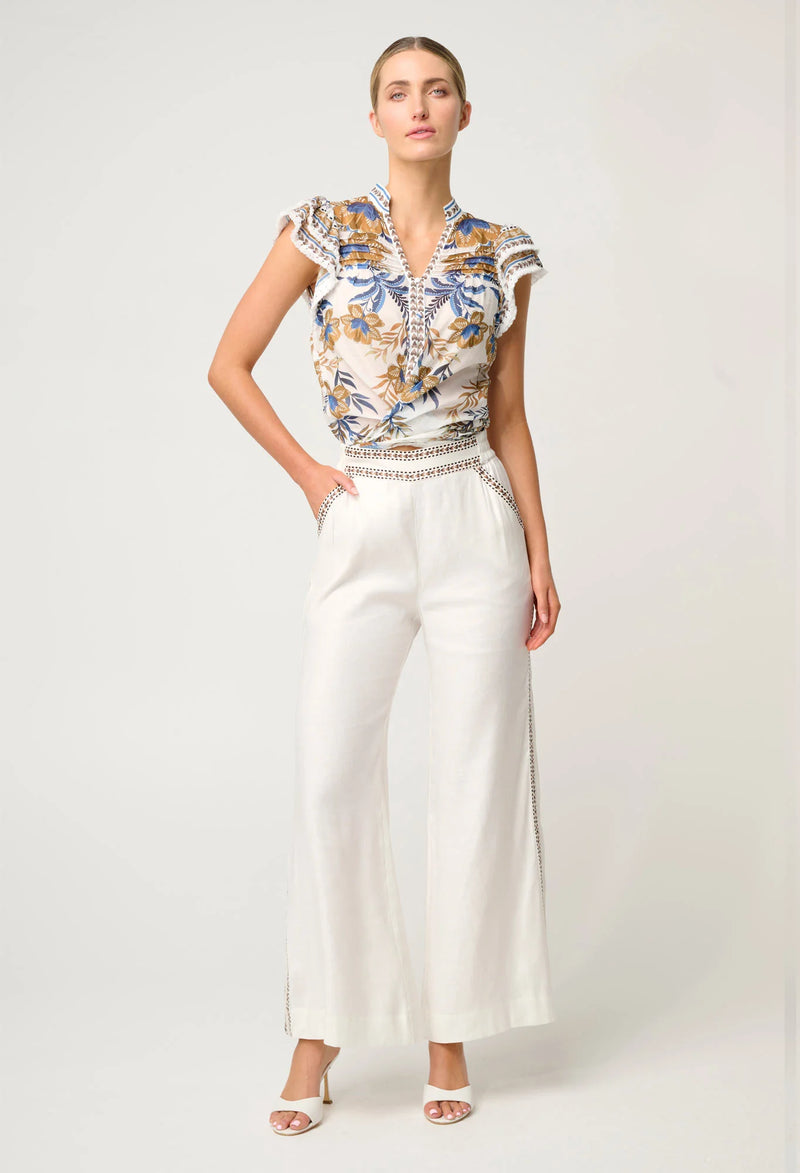 ZARA LINEN VISCOSE PANT in Ivory from Oncewas