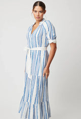 SCALA LINEN VISCOSE MAXI DRESS in Sorrento Stripe from Oncewas