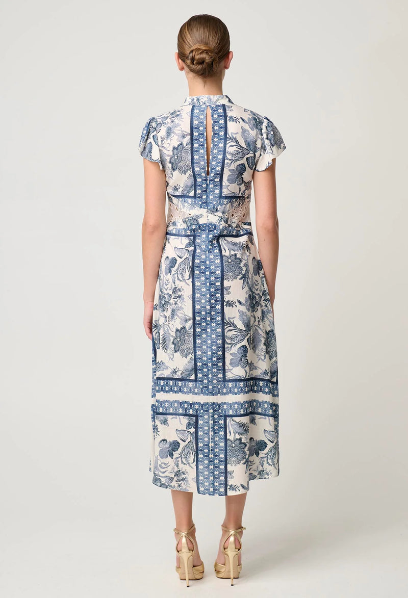 AMOYA LINEN VISCOSE DRESS in Ink Flè from Oncewas