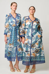 KIMONA COTTON SILK COAT DRESS in Tukano from Oncewas