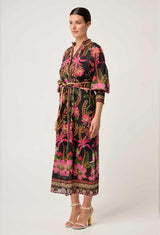 CARMEN SILK COTTON MAXI DRESS in Anthos Lotos from Oncewas