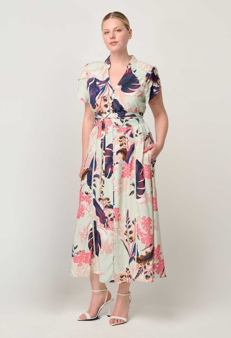 MAYSA VISCOSE DRESS in Oasis Flora from Oncewas
