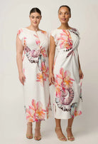 GENEVA STRETCH TWIST COLUMN MIDI DRESS in Nautilius from Oncewas