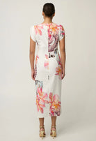 GENEVA STRETCH TWIST COLUMN MIDI DRESS in Nautilius from Oncewas