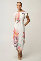 GENEVA STRETCH TWIST COLUMN MIDI DRESS in Nautilius from Oncewas