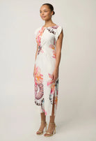 GENEVA STRETCH TWIST COLUMN MIDI DRESS in Nautilius from Oncewas