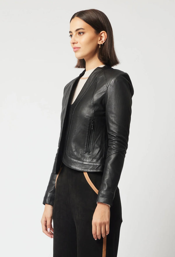 NOVA LEATHER JACKET in Black from Oncewas